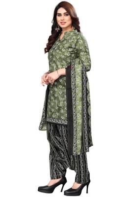 Pista green printed cotton unstitched salwar salwar suit material 2