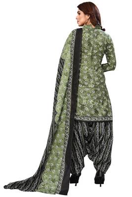 Pista green printed cotton unstitched salwar salwar suit material 3