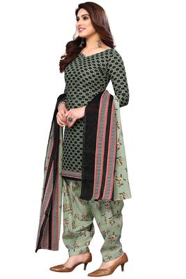 Green printed cotton unstitched salwar salwar suit material 2