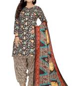 Brown printed cotton unstitched salwar salwar suit material