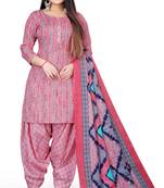 Rajnandini Light pink & grey printed cotton unstitched salwar salwar suit material