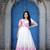 Fancy Girlish Partywear Floral Print Gown For Graceful Looks In White Colour
