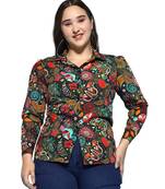 Anushil printed women's casual shirt - stylish floral collar, regular fit, cotton fabric with puff sleeves