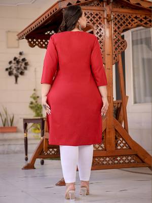  maroon chikankari straight plus size kurta 3