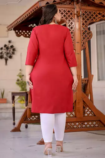  maroon chikankari straight plus size kurta