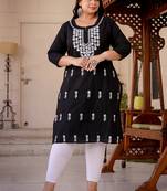 women black chikankari straight plus size kurta
