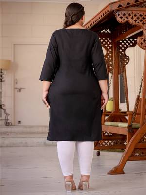 women black chikankari straight plus size kurta 3