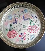 BulkySanta Pure Brass Peacock Thali | Premium Peacock Design Pooja thali (Size - 9 inches) (2)