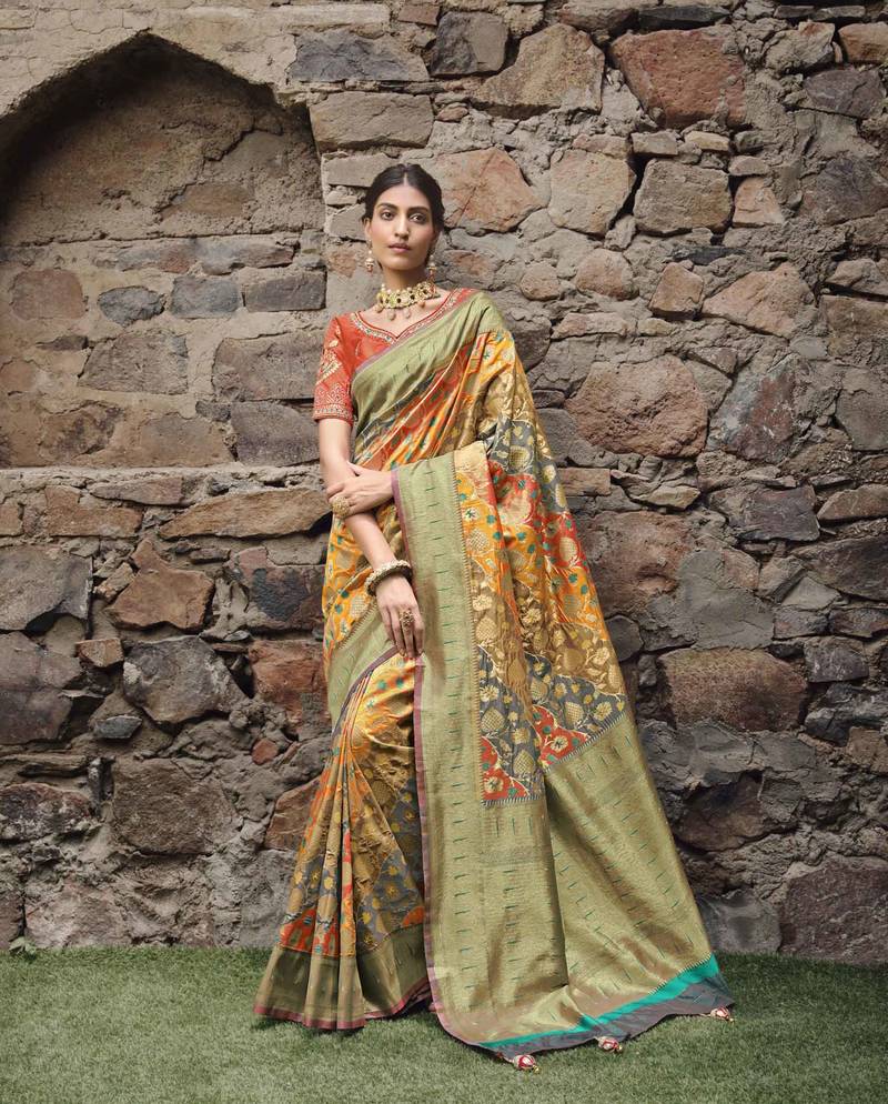 Designer Party Wear Heavy Banarsi Silk Border Work Saree