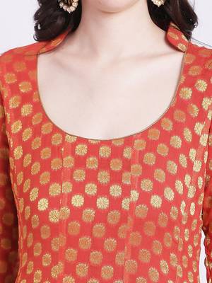 Orange Banarsi Georgette Anarkali with Churidar 5