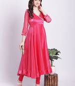 Pink Dahlia Organza Anarkali with Churidar
