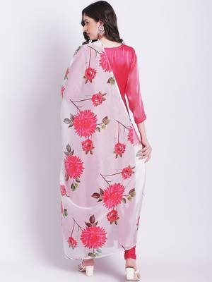 Pink Dahlia Organza Anarkali with Churidar and Floral Printed Dupatta 4