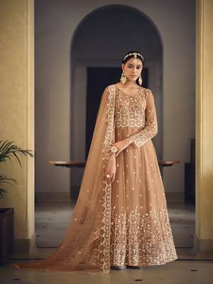 COLOR LONG ANARKALI SALWAR SUIT IN NET FABRIC MATERIAL  1