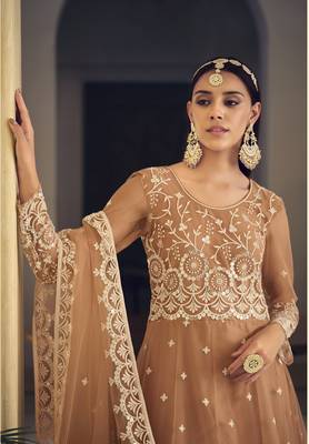 COLOR LONG ANARKALI SALWAR SUIT IN NET FABRIC MATERIAL  3