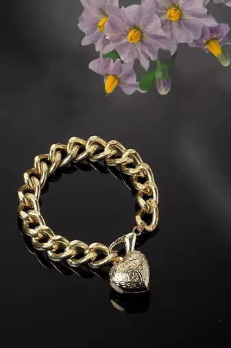 Gold & gold adjustable bracelet with kundan &  pearls
