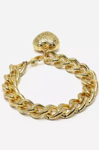 Gold & gold adjustable bracelet with kundan &  pearls