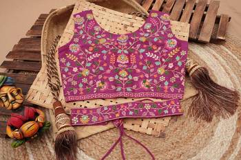 Pink Viscose Fabric Batik Printed Unstitched 8 Meter Flare Lahengha and Sequin Embroidered Work Blouse with Waist Belt 7