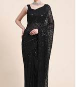 Black Georgette Saree With Unstitched Blouse Piece
