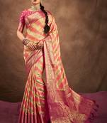 Beige silk blend Blend Saree With Unstitched Blouse Piece