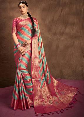 Rama silk blend Blend Saree With Unstitched Blouse Piece 1