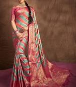 Rama silk blend Blend Saree With Unstitched Blouse Piece