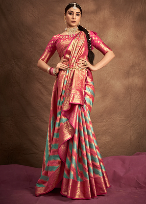 Rama silk blend Blend Saree With Unstitched Blouse Piece 2