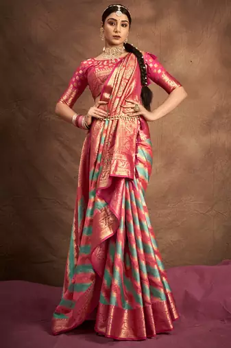 Rama silk blend Blend Saree With Unstitched Blouse Piece