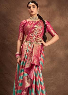 Rama silk blend Blend Saree With Unstitched Blouse Piece 4