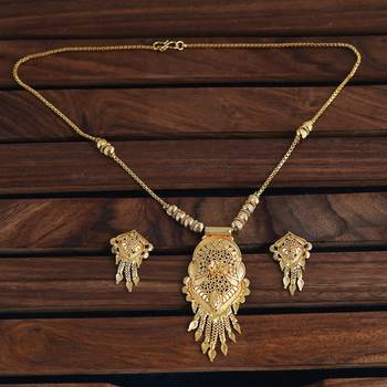 Mansiyaorange gold plated dokiya necklace set  with earrings for women 1