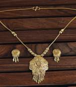 Mansiyaorange gold plated dokiya necklace set  with earrings for women