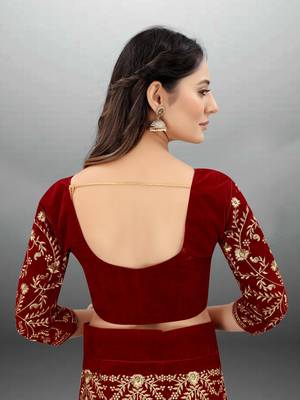 Maroon Embroidered Semi Stitched Lehenga Choli 5