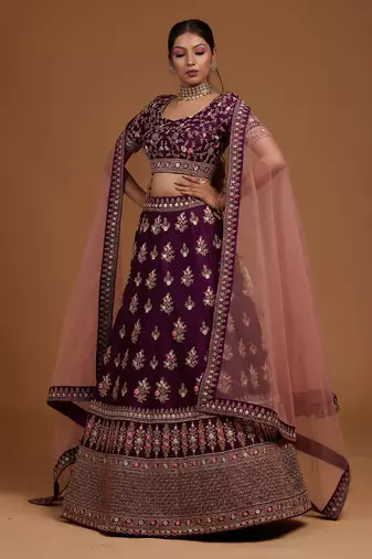 Violet Wedding Lehenga Choli for Women