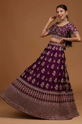 Violet Wedding Lehenga Choli for Women