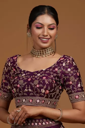 Violet Wedding Lehenga Choli for Women
