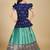 Kids Blue New south Indian traditional pattu pavadai Jacquard Lehenga choli for girls dress