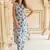 women blue floral straight kurta pant set