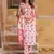 women red floral straight kurta pant and dupatta set