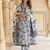 Blue and White Cotton Floral Printed Anarkali Set with Dupatta