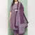 women purple floral anarkali kurta pant and dupatta set
