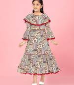 Aarika girls multi colour printed polycrepe dress