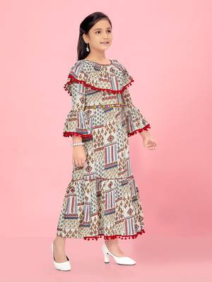 Aarika girls multi colour printed polycrepe dress 2
