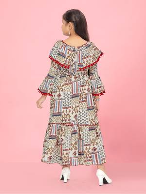 Aarika girls multi colour printed polycrepe dress 4