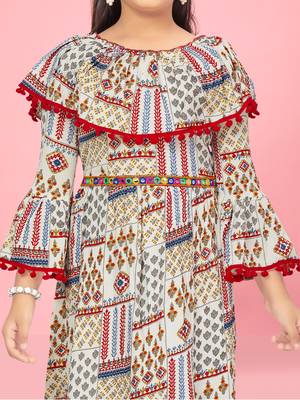 Aarika girls multi colour printed polycrepe dress 5