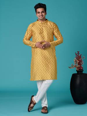 Multicolor sequins cotton silk stitched mens kurta 1