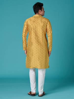 Multicolor sequins cotton silk stitched mens kurta 3