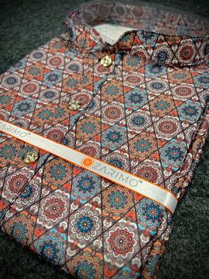 Multicolor sequins cotton silk stitched mens kurta 4