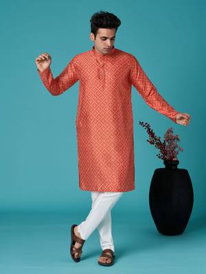 Multicolor sequins cotton silk stitched mens kurta 1