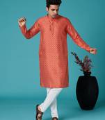 Multicolor sequins cotton silk stitched mens kurta