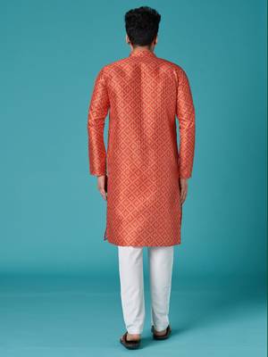 Multicolor sequins cotton silk stitched mens kurta 3