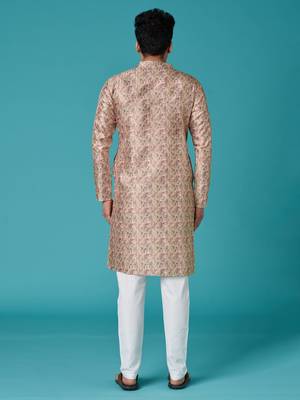 Multicolor sequins cotton silk stitched mens kurta 3